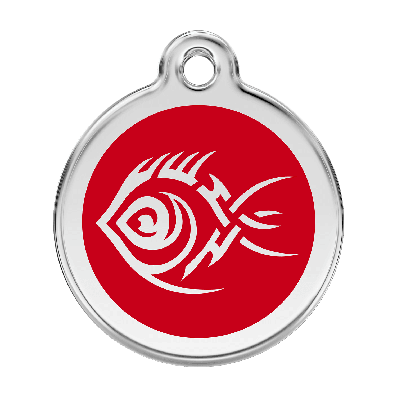  Red Dingo Stainless Steel Engraved Dog Tag Tribal Fish Red