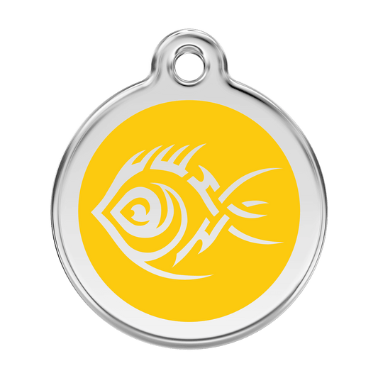  Red Dingo Stainless Steel Engraved Dog Tag Tribal Fish Yellow