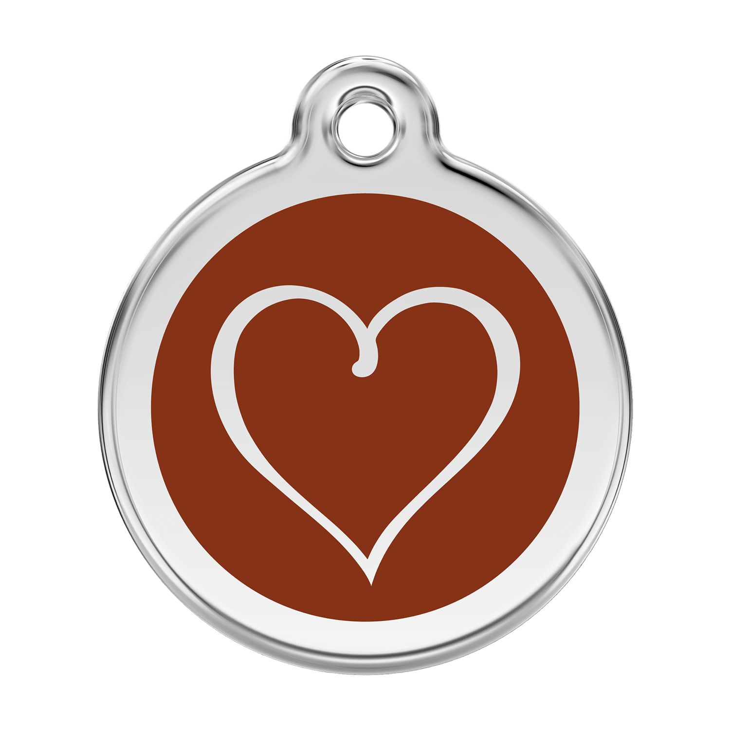  Red Dingo Stainless Steel Engraved Dog Tag Tribal Heart Brown