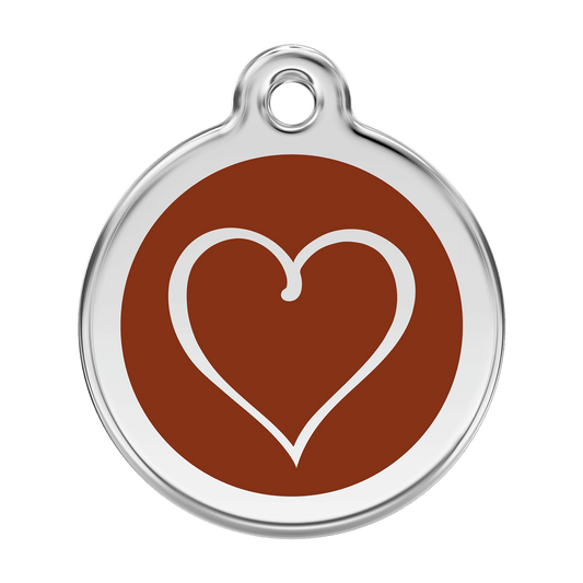  Red Dingo Stainless Steel Engraved Dog Tag Tribal Heart Brown
