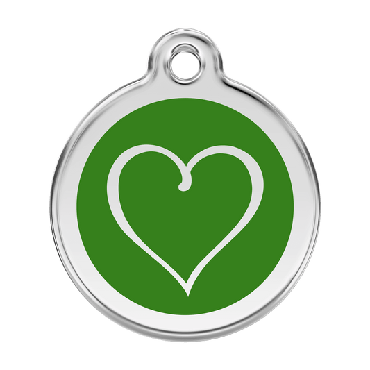  Red Dingo Stainless Steel Engraved Dog Tag Tribal Heart Green