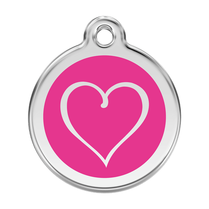  Red Dingo Stainless Steel Engraved Dog Tag Tribal Heart Hot Pink