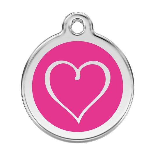  Red Dingo Stainless Steel Engraved Dog Tag Tribal Heart Hot Pink
