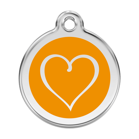  Red Dingo Stainless Steel Engraved Dog Tag Tribal Heart Orange