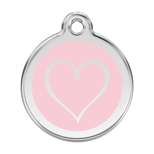  Red Dingo Stainless Steel Engraved Dog Tag Tribal Heart Pink
