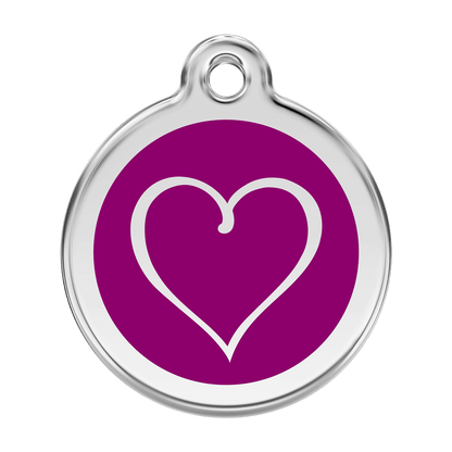  Red Dingo Stainless Steel Engraved Dog Tag Tribal Heart Purple