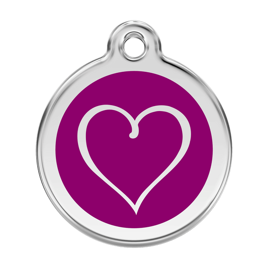  Red Dingo Stainless Steel Engraved Dog Tag Tribal Heart Purple