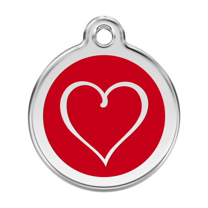  Red Dingo Stainless Steel Engraved Dog Tag Tribal Heart Red