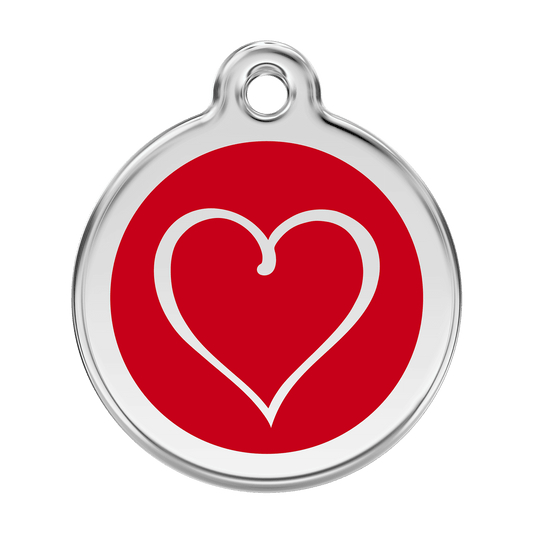  Red Dingo Stainless Steel Engraved Dog Tag Tribal Heart Red