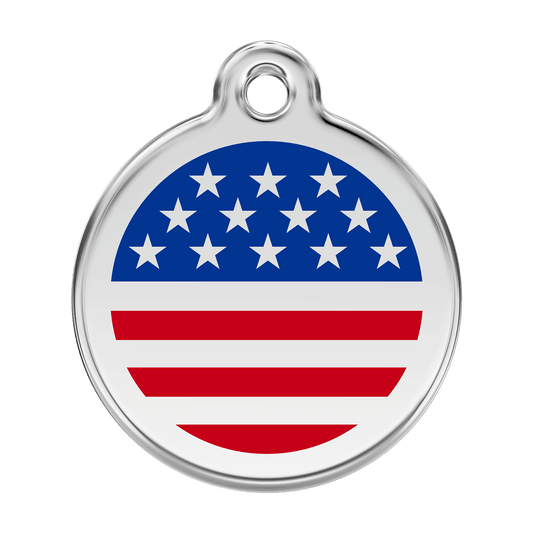  Red Dingo Stainless Steel Engraved Dog Tag US Flag Navy