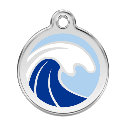  Red Dingo Stainless Steel Engraved Dog Tag Wave Light Blue