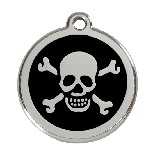  Red Dingo Stainless Steel Engraved Dog Tag Cross Bone Black