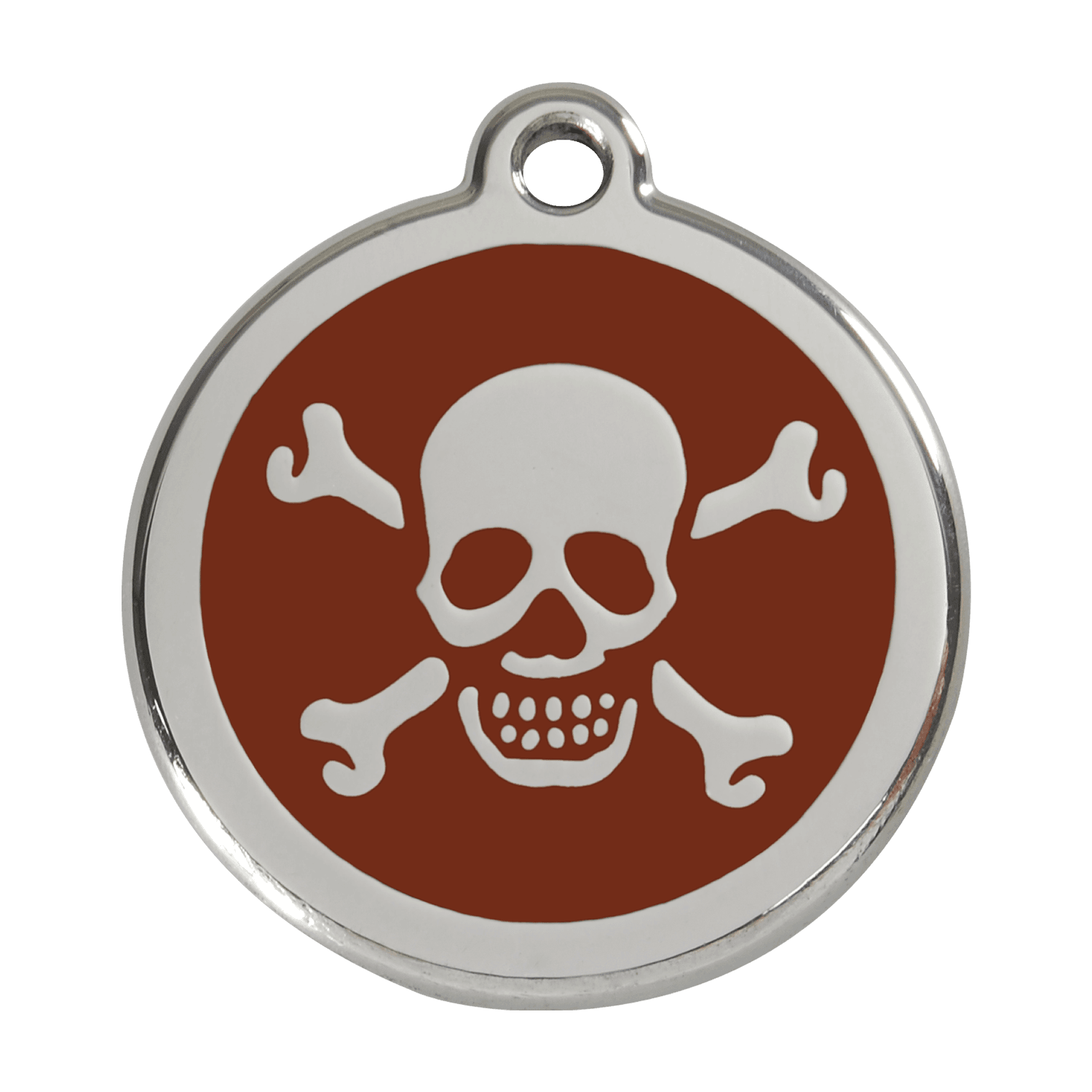 Red Dingo Stainless Steel Engraved Dog Tag Cross Bone Brown