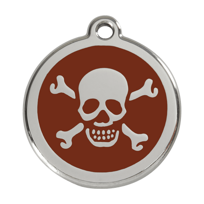  Red Dingo Stainless Steel Engraved Dog Tag Cross Bone Brown