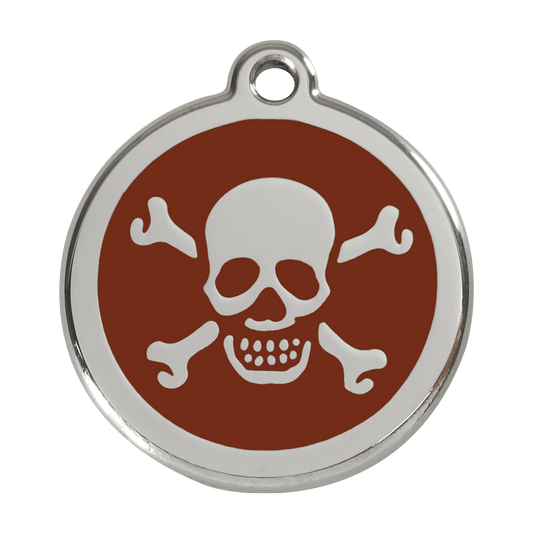  Red Dingo Stainless Steel Engraved Dog Tag Cross Bone Brown