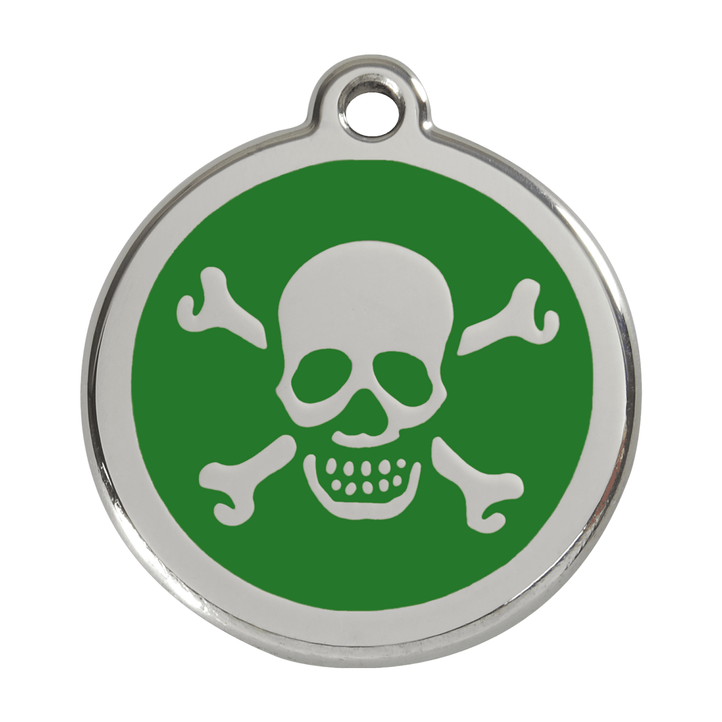  Red Dingo Stainless Steel Engraved Dog Tag Cross Bone Green