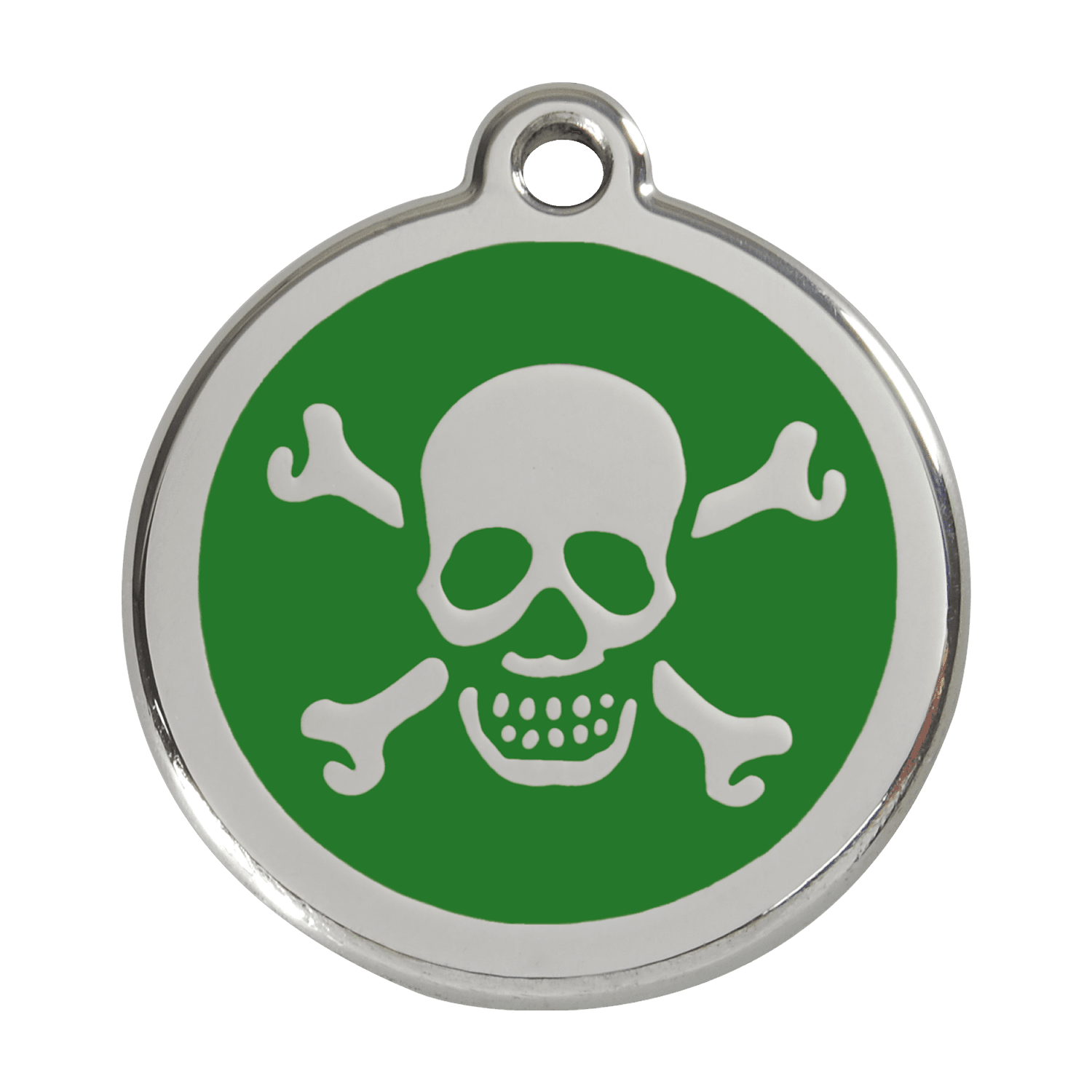  Red Dingo Stainless Steel Engraved Dog Tag Cross Bone Green