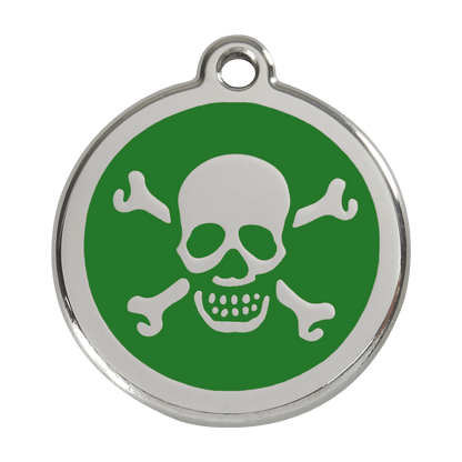  Red Dingo Stainless Steel Engraved Dog Tag Cross Bone Green