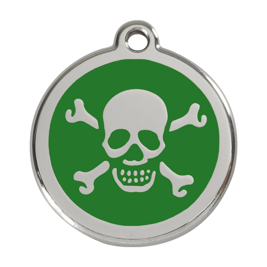  Red Dingo Stainless Steel Engraved Dog Tag Cross Bone Green