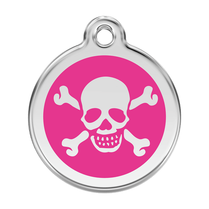  Red Dingo Stainless Steel Engraved Dog Tag Cross Bone Hot Pink