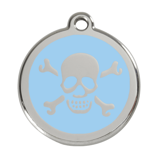  Red Dingo Stainless Steel Engraved Dog Tag Cross Bone Light Blue
