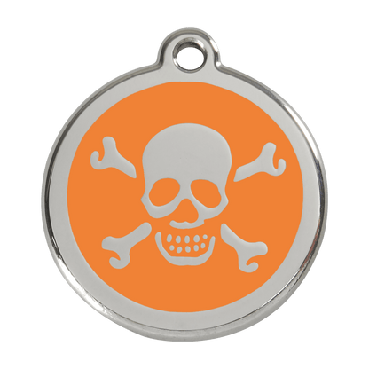  Red Dingo Stainless Steel Engraved Dog Tag Cross Bone Orange