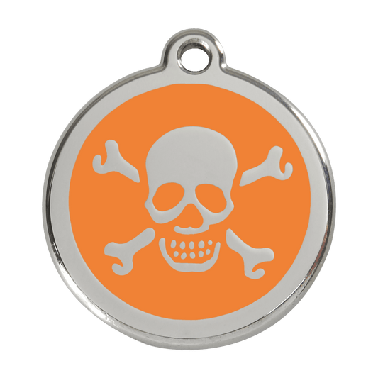  Red Dingo Stainless Steel Engraved Dog Tag Cross Bone Orange