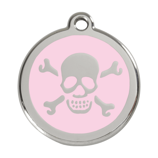  Red Dingo Stainless Steel Engraved Dog Tag Cross Bone Pink