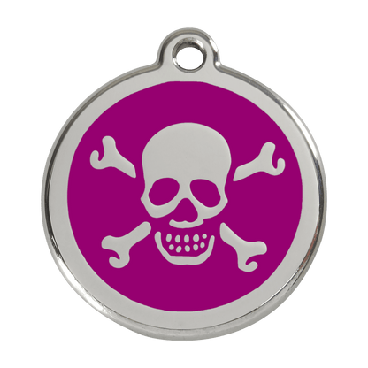  Red Dingo Stainless Steel Engraved Dog Tag Crosse Bone Purple