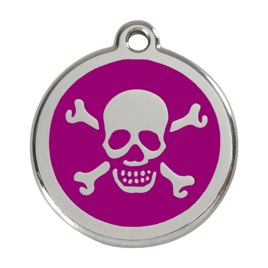  Red Dingo Stainless Steel Engraved Dog Tag Crosse Bone Purple