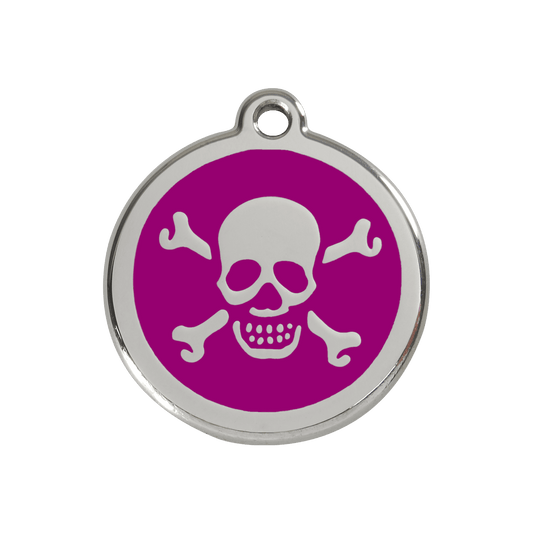  Red Dingo Stainless Steel Engraved Dog Tag Cross Bone Purple