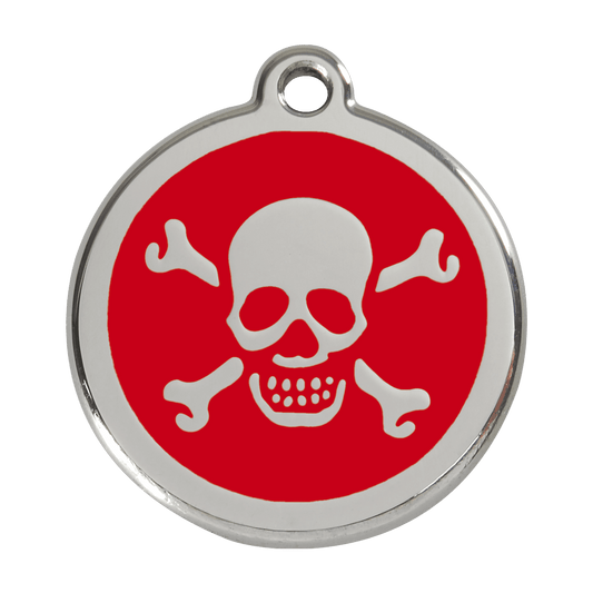  Red Dingo Stainless Steel Engraved Dog Tag Cross Bone Red