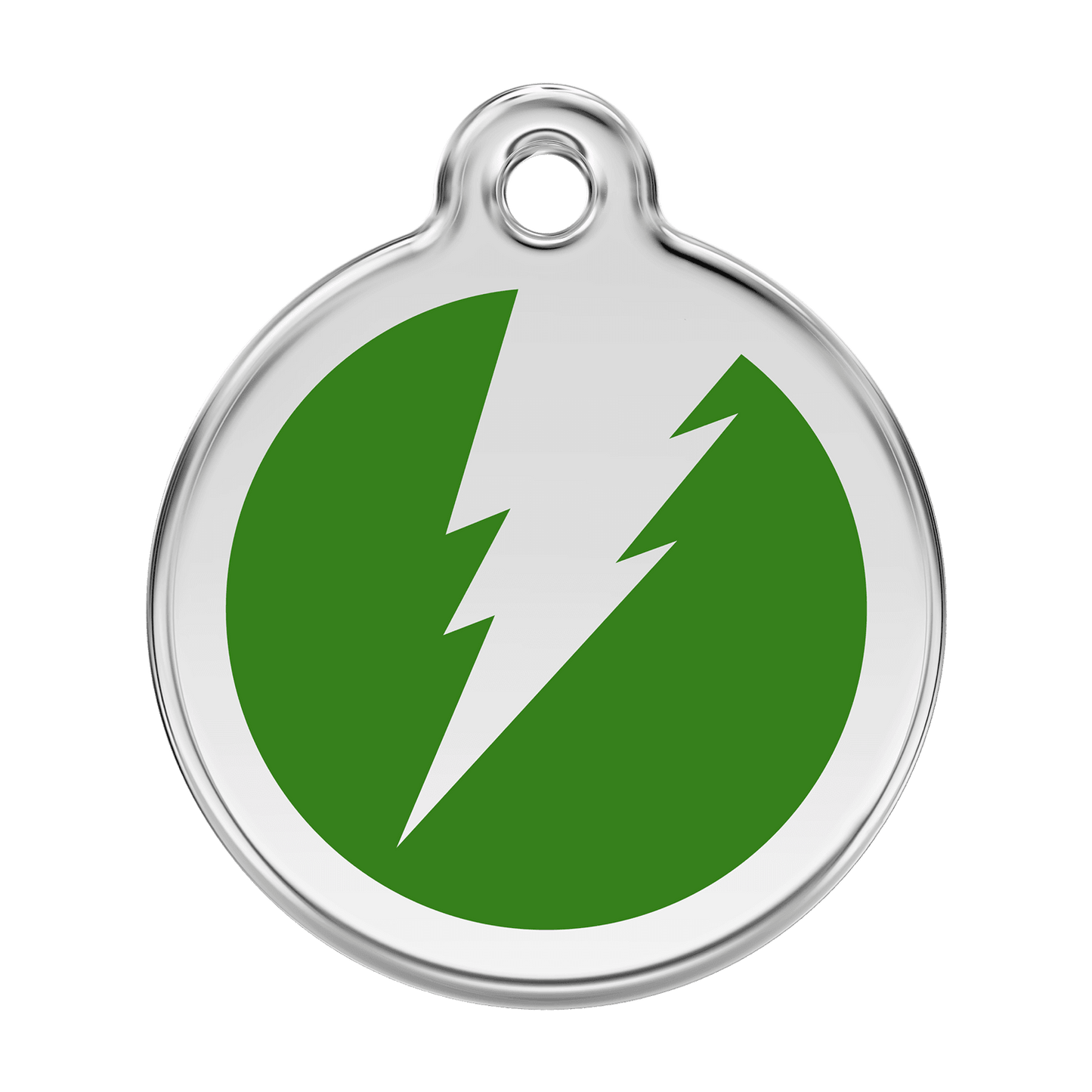  Red Dingo Stainless Steel Engraved Dog Tag Flash Green