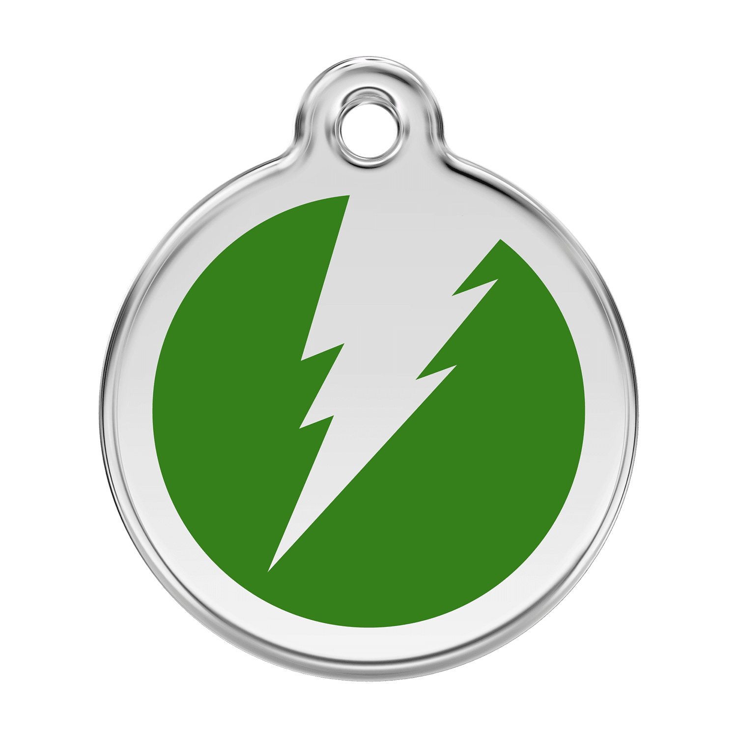  Red Dingo Stainless Steel Engraved Dog Tag Flash Green