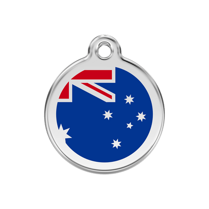  Red Dingo Stainless Steel Engraved Dog Tag Australian Flag Navy