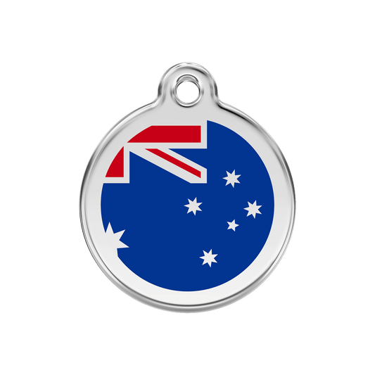  Red Dingo Stainless Steel Engraved Dog Tag Australian Flag Navy