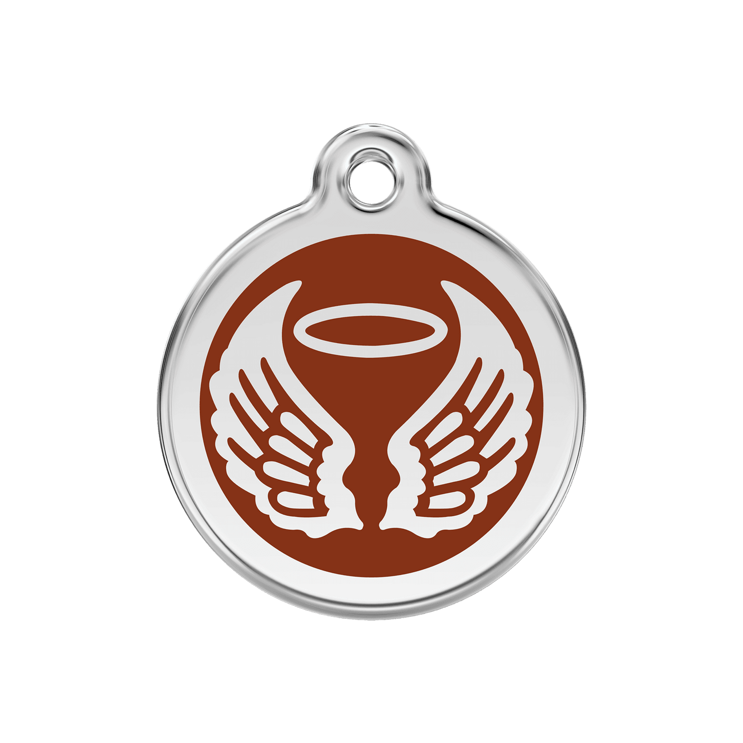  Red Dingo Stainless Steel Engraved Dog Tag Angel Wings Brown
