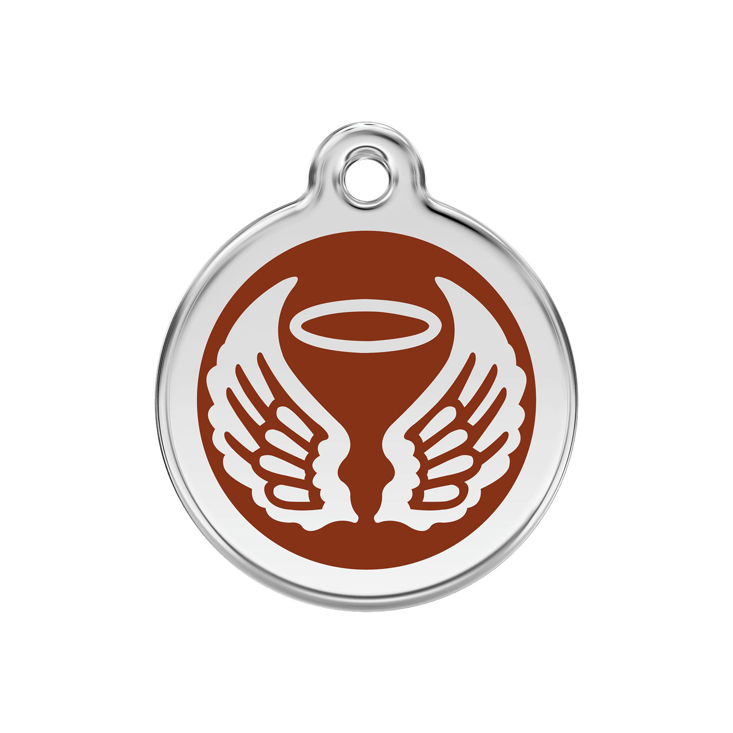  Red Dingo Stainless Steel Engraved Dog Tag Angel Wings Brown