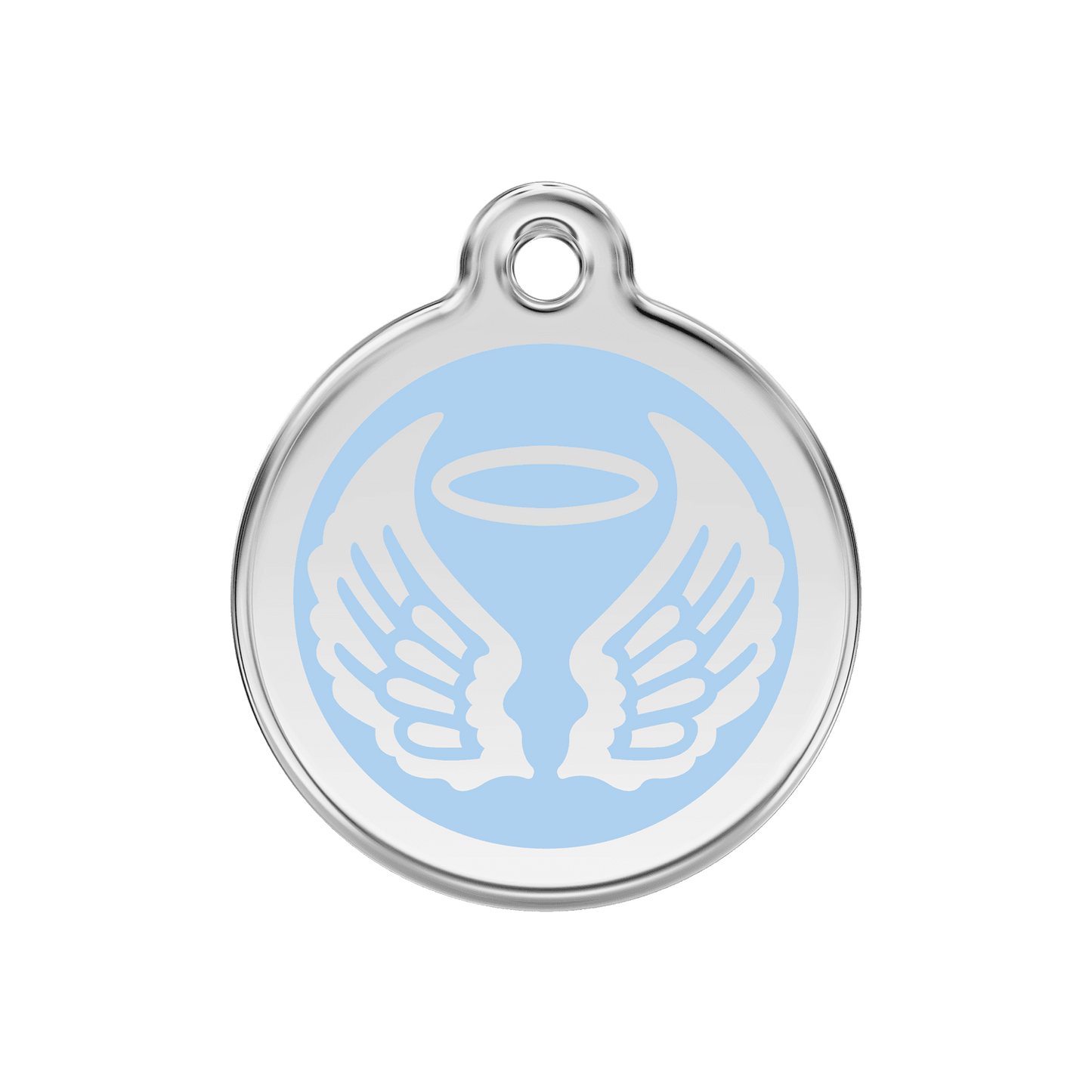  Red Dingo Stainless Steel Engraved Dog Tag Angel Wings Light Blue