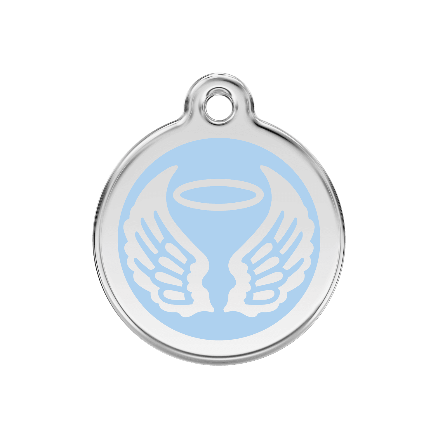  Red Dingo Stainless Steel Engraved Dog Tag Angel Wings Light Blue