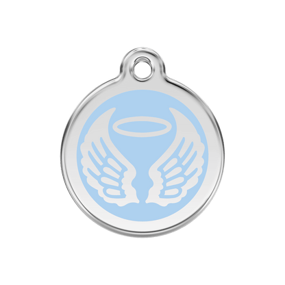  Red Dingo Stainless Steel Engraved Dog Tag Angel Wings Light Blue