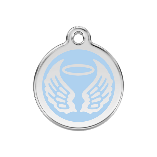  Red Dingo Stainless Steel Engraved Dog Tag Angel Wings Light Blue