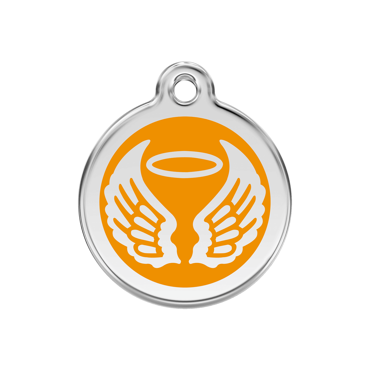  Red Dingo Stainless Steel Engraved Dog Tag Angel Wings Orange