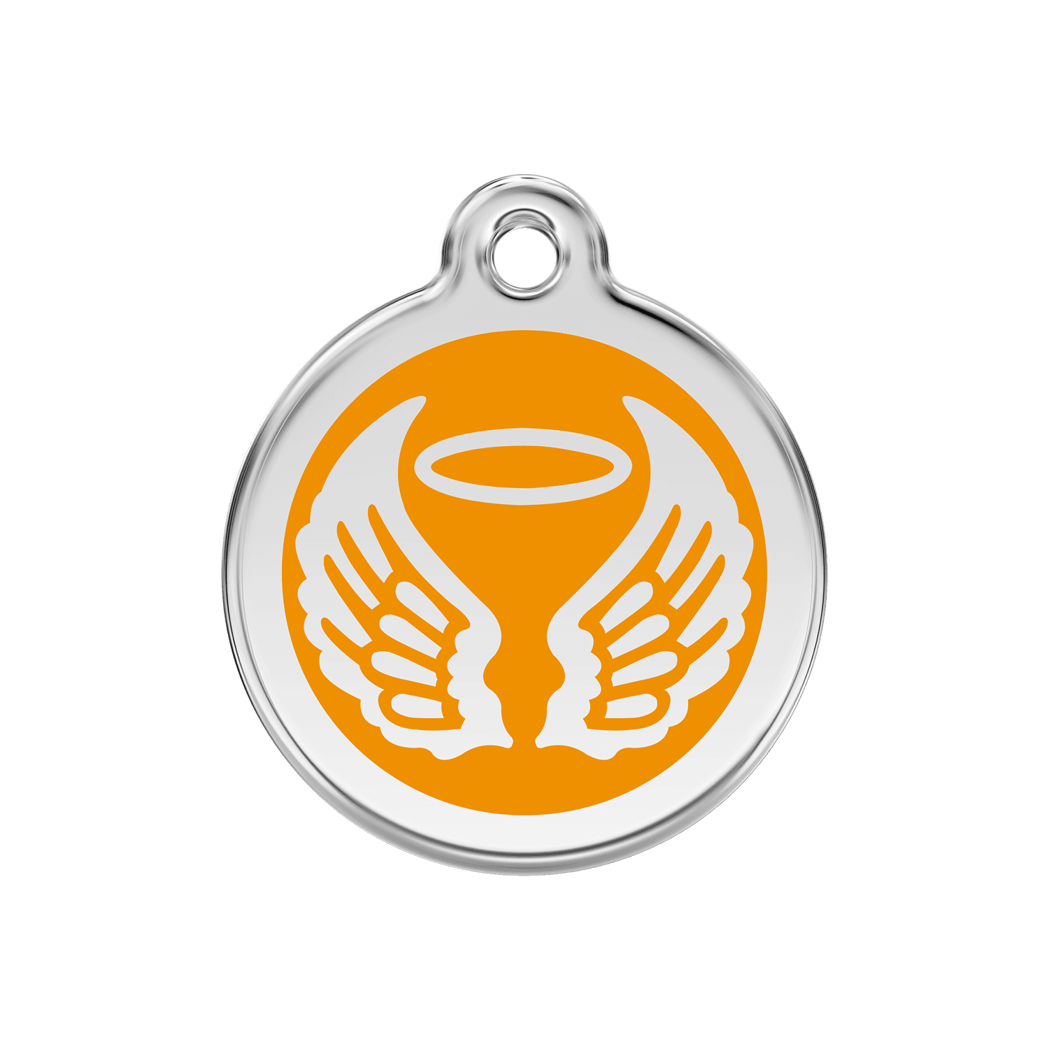  Red Dingo Stainless Steel Engraved Dog Tag Angel Wings Orange