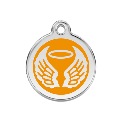  Red Dingo Stainless Steel Engraved Dog Tag Angel Wings Orange