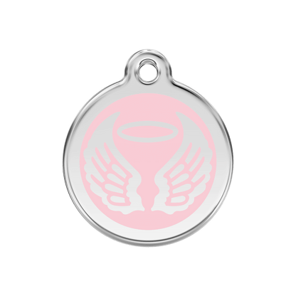  Red Dingo Stainless Steel Engraved Dog Tag Angel Wings Pink