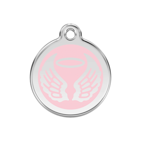  Red Dingo Stainless Steel Engraved Dog Tag Angel Wings Pink