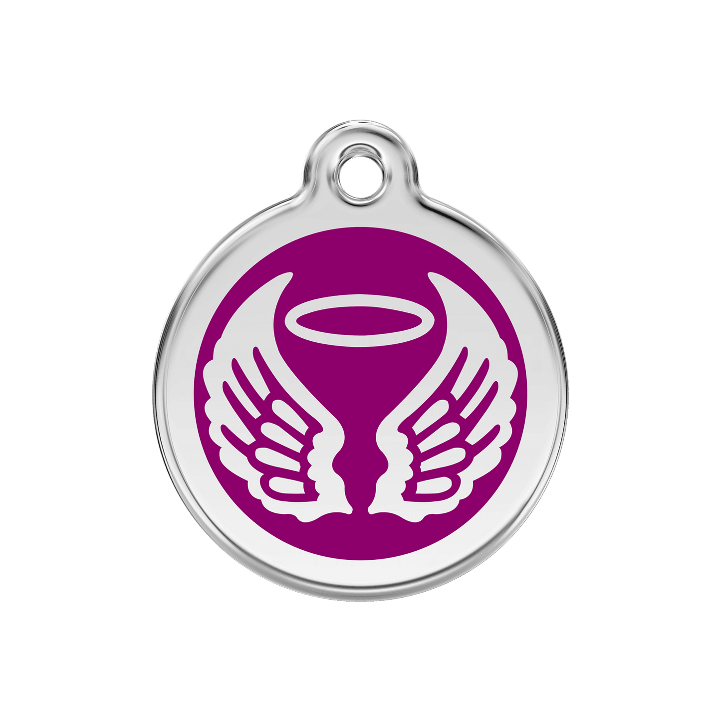  Red Dingo Stainless Steel Engraved Dog Tag Angel Wings Purple