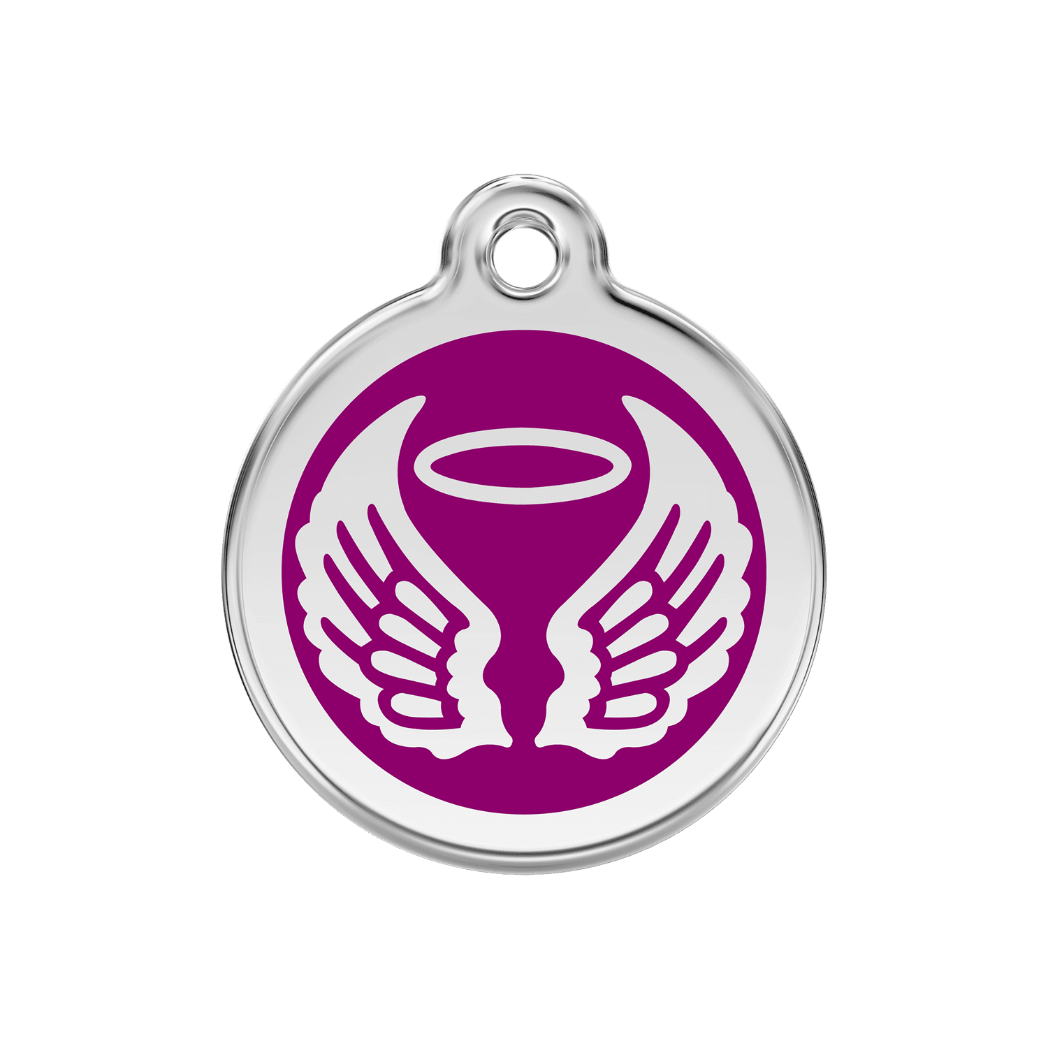  Red Dingo Stainless Steel Engraved Dog Tag Angel Wings Purple