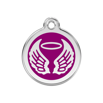  Red Dingo Stainless Steel Engraved Dog Tag Angel Wings Purple